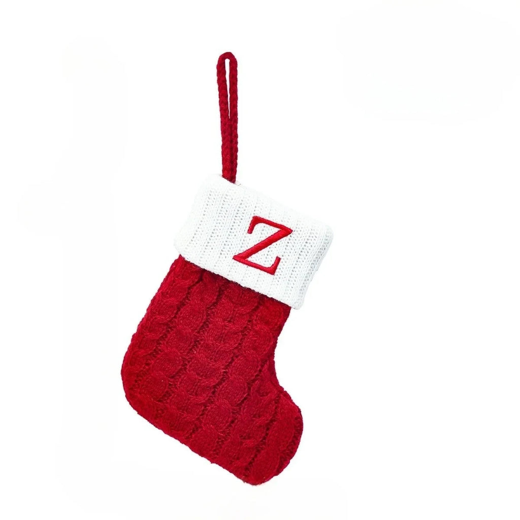 Personalized Mini Christmas Stocking with Cable Knit and Embroidered Initial - Image 27