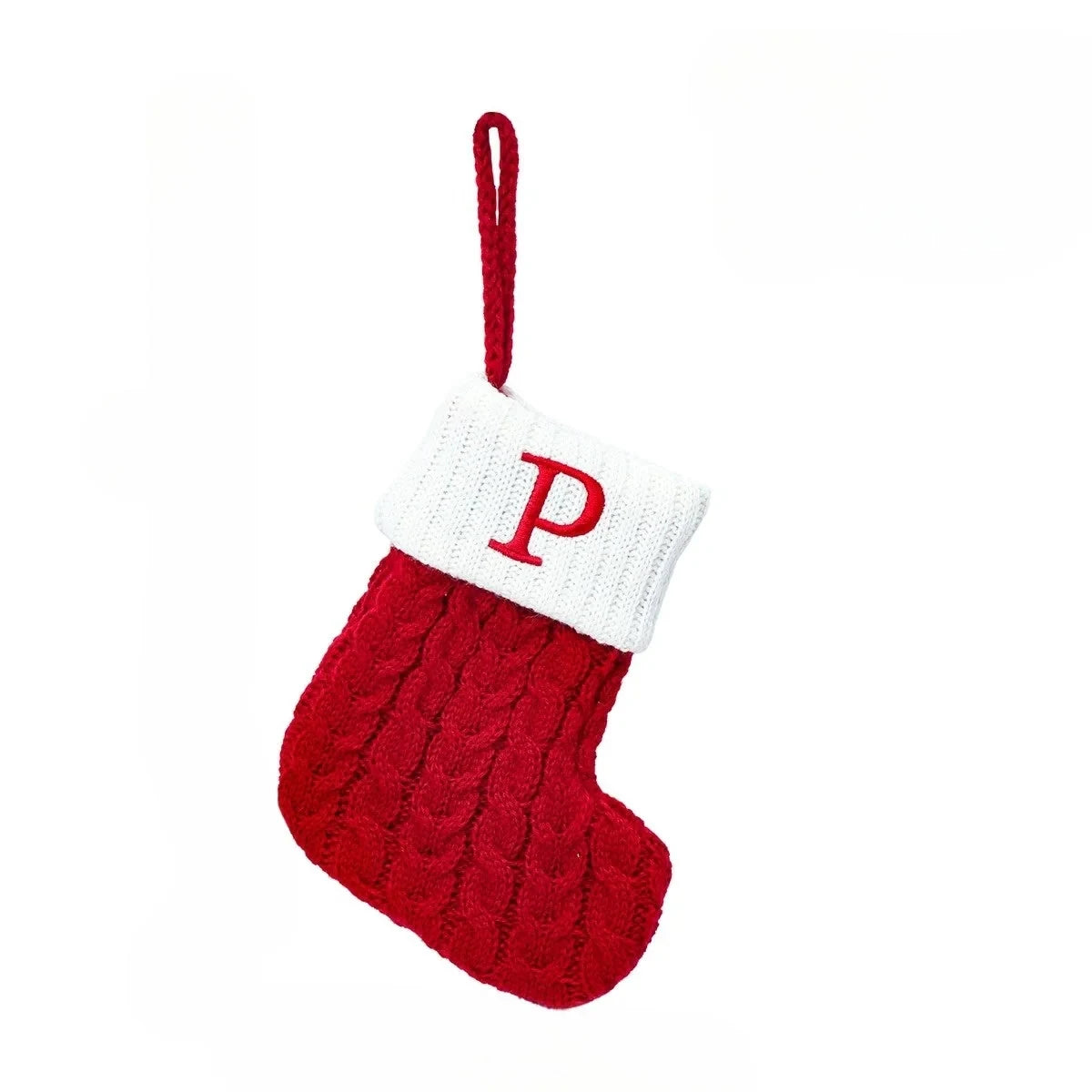 Personalized Mini Christmas Stocking with Cable Knit and Embroidered Initial - Image 28