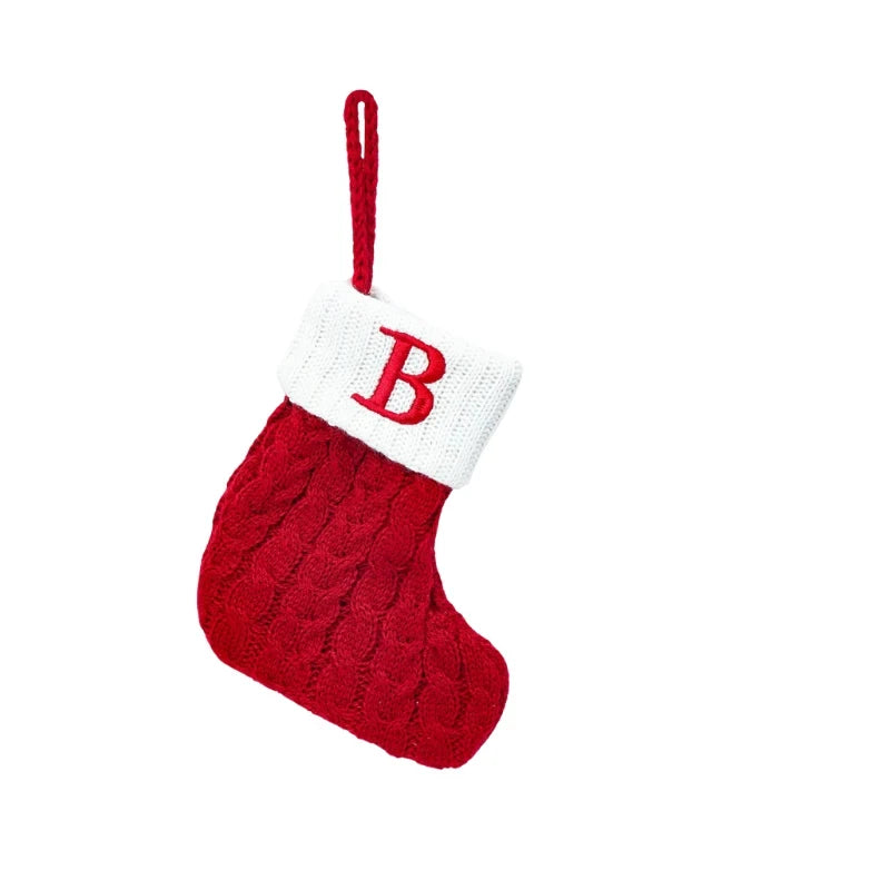 Personalized Mini Christmas Stocking with Cable Knit and Embroidered Initial - Image 5