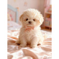 Plush Dog Toys with Soft Faux Fur Realistic Puppy Features and Satin Bow - Image 1