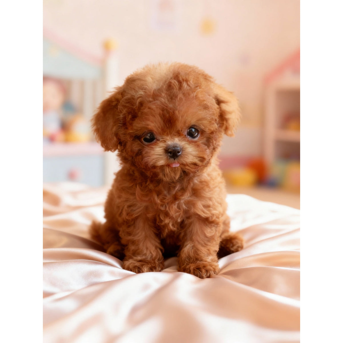 Plush Dog Toys with Soft Faux Fur Realistic Puppy Features and Satin Bow - Image 2