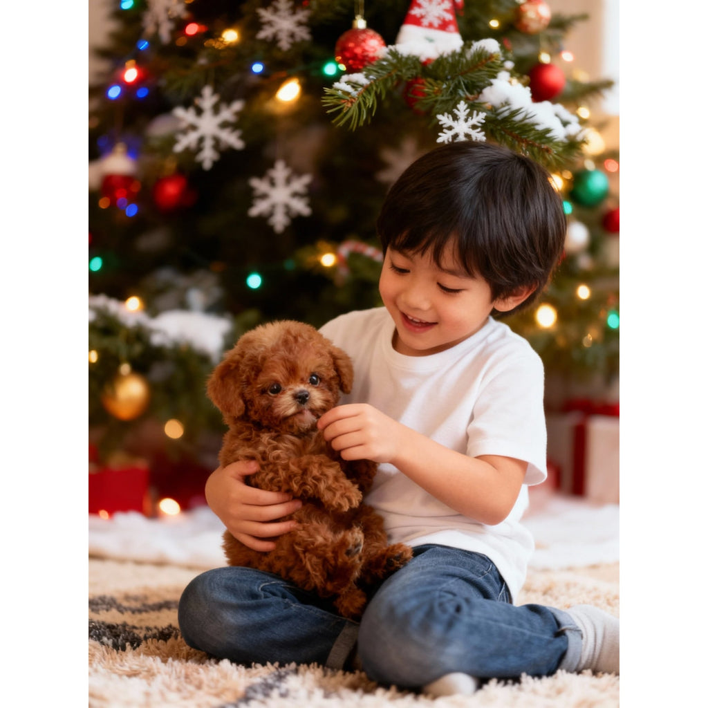 Plush Dog Toys with Soft Faux Fur Realistic Puppy Features and Satin Bow - Image 4