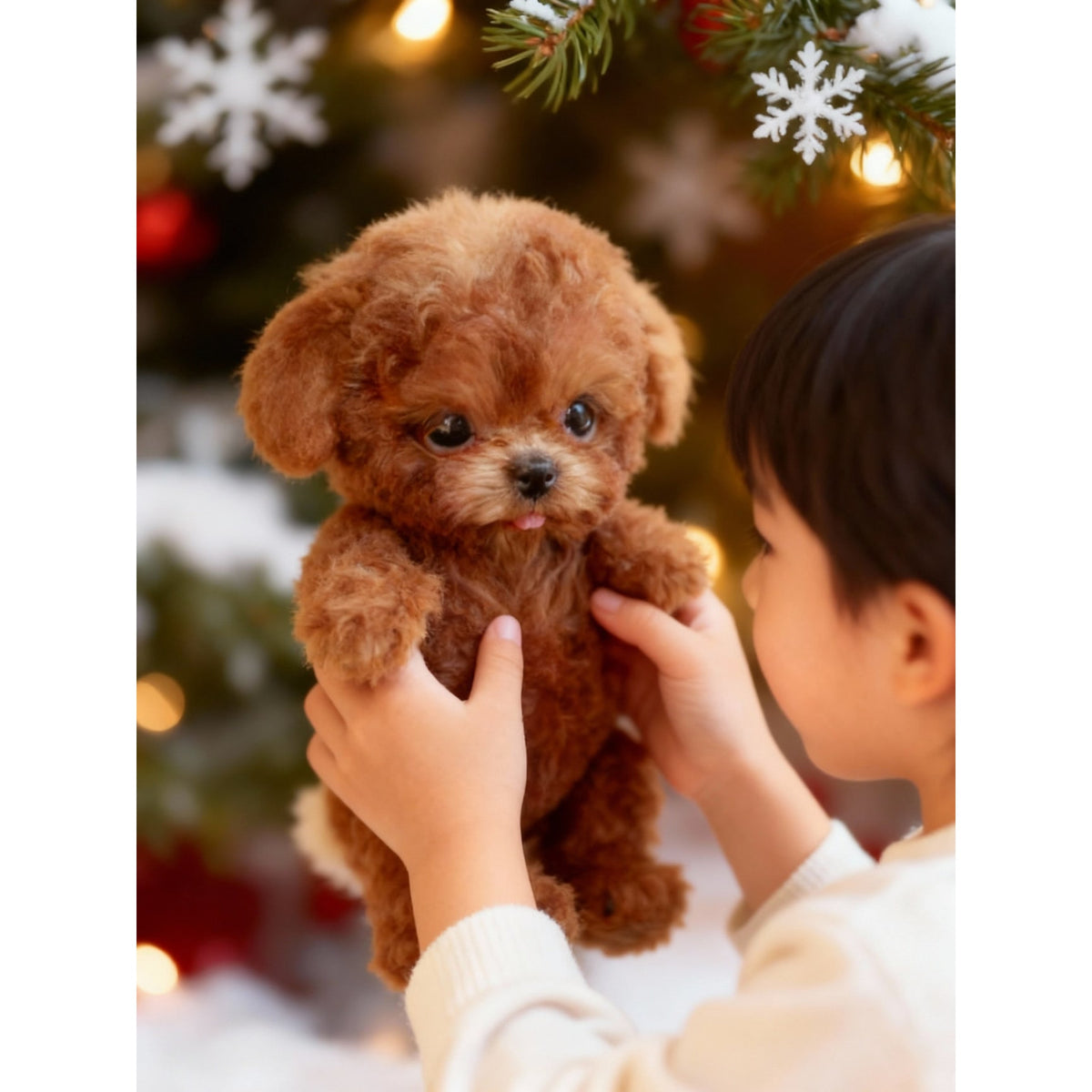 Plush Dog Toys with Soft Faux Fur Realistic Puppy Features and Satin Bow - Image 5