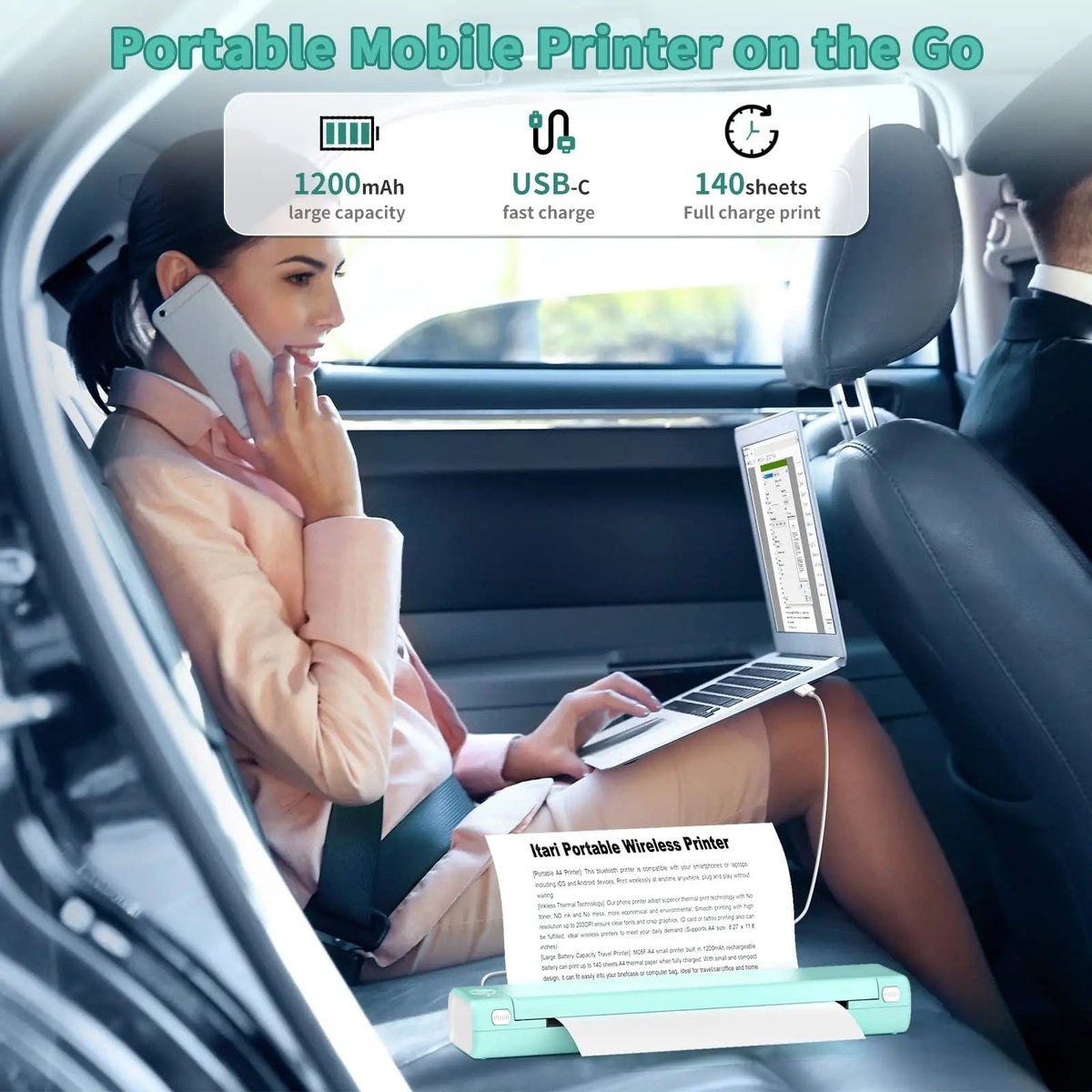 Portable Thermal Printer with Wireless Bluetooth and USB for A4 Mobile Printing - Image 8