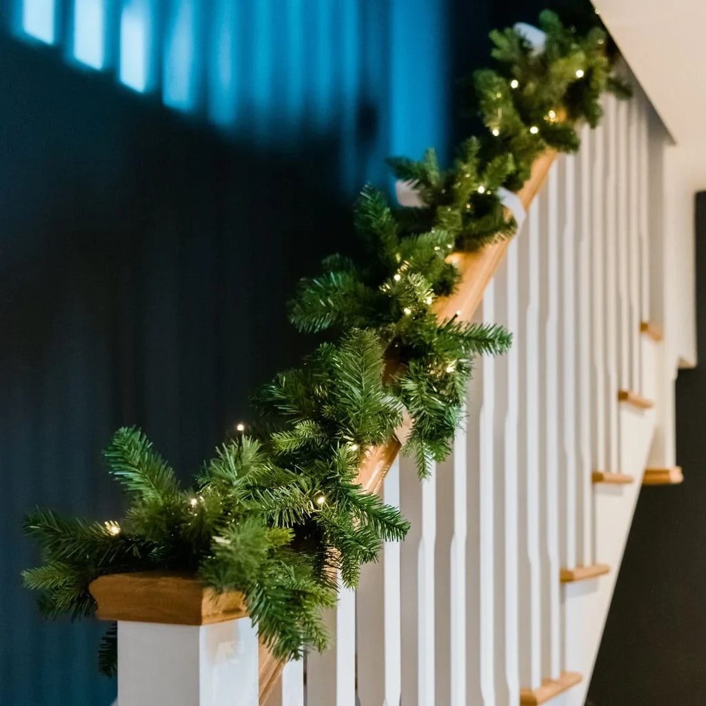 Pre-Lit Christmas Garland with 50 Warm LED Lights Battery Operated Indoor Holiday Decoration - Image 2