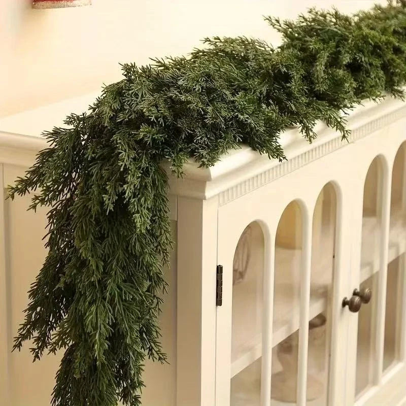 Pre-Lit Christmas Garland with 50 Warm LED Lights Battery Operated Indoor Holiday Decoration - Image 9