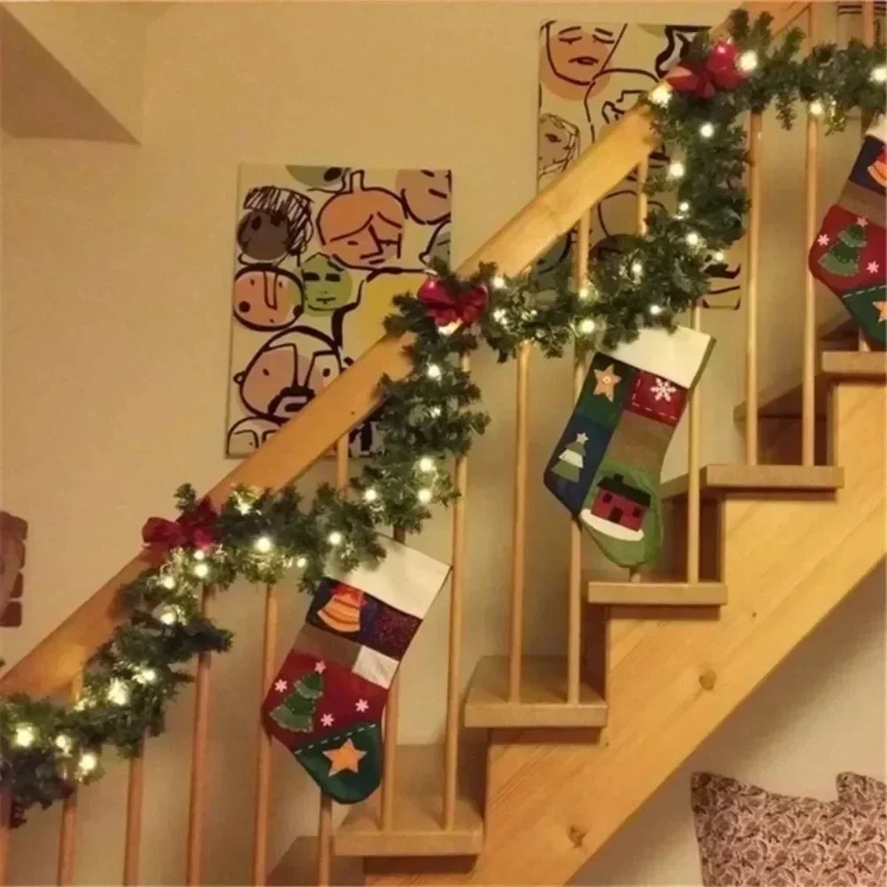 Pre-Lit Christmas Garland with LED Lights Poinsettia Flowers and Ornaments - Image 11