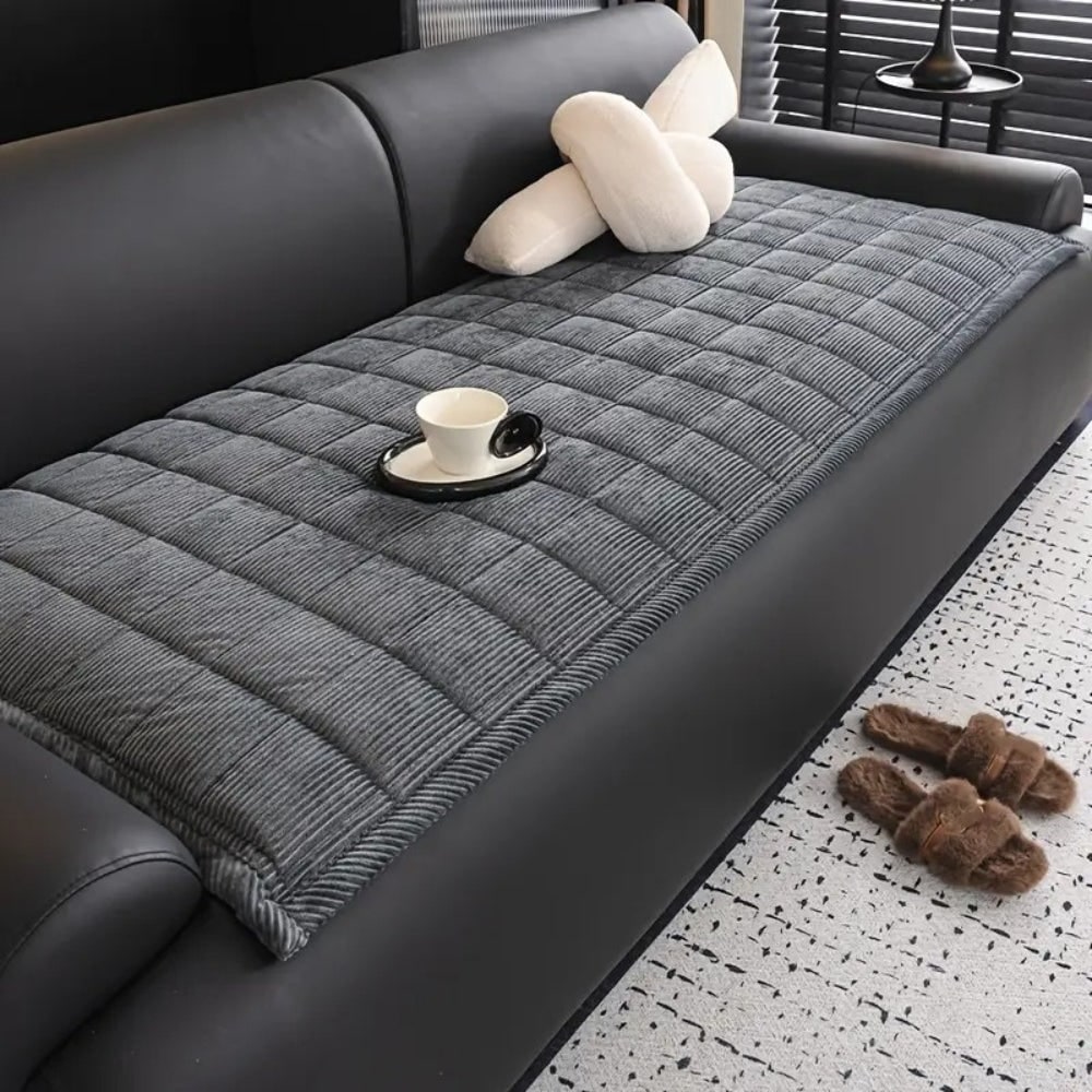 Quilted Corduroy Sofa Seat Covers with Padded Protection and Bound Edges - Image 2