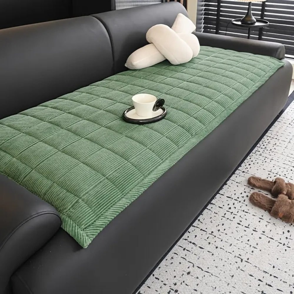 Quilted Corduroy Sofa Seat Covers with Padded Protection and Bound Edges - Image 3