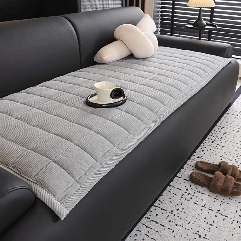 Quilted Corduroy Sofa Seat Covers with Padded Protection and Bound Edges - Image 4