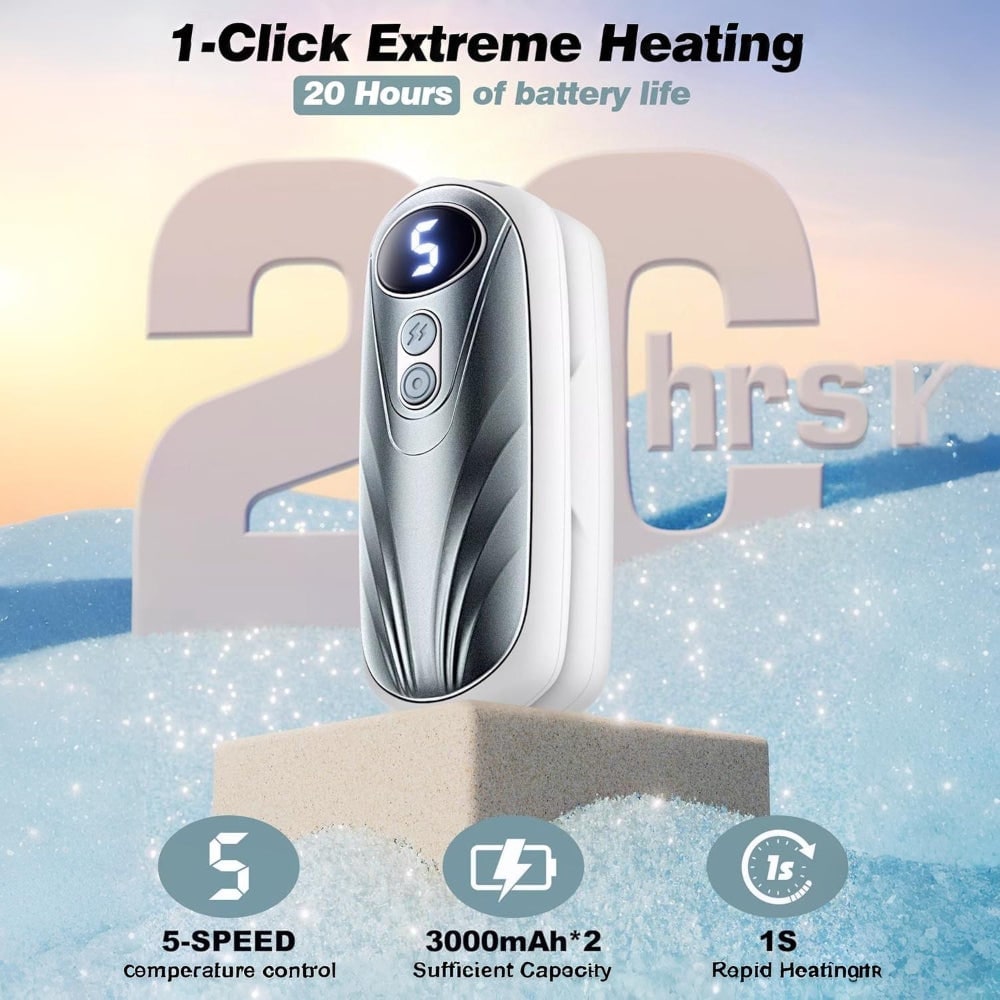 Rechargeable Hand Warmers with LED Display Five Heat Settings Set of 2 Portable Pocket Heaters - Image 11