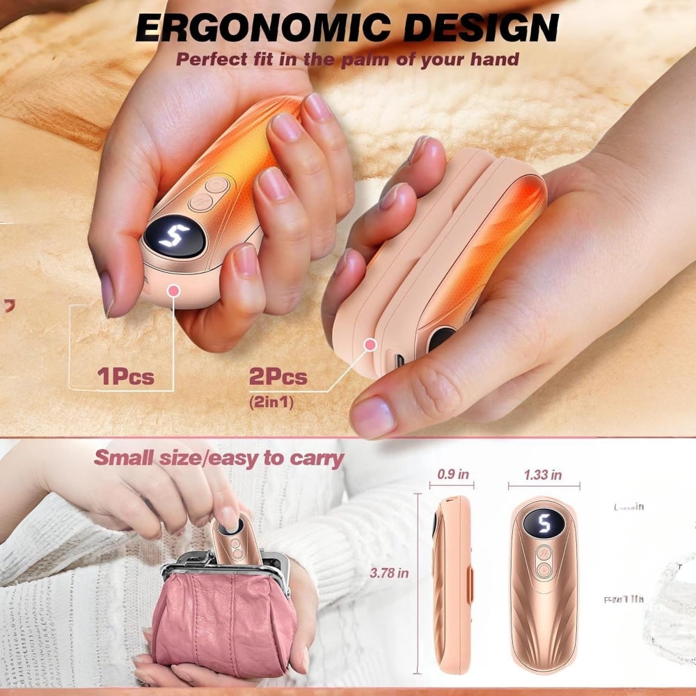 Rechargeable Hand Warmers with LED Display Five Heat Settings Set of 2 Portable Pocket Heaters - Image 25