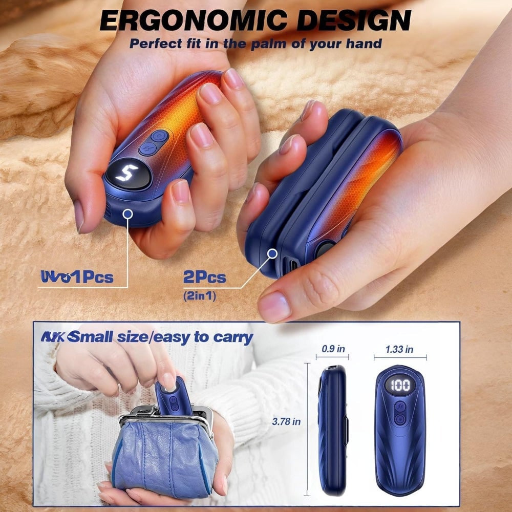 Rechargeable Hand Warmers with LED Display Five Heat Settings Set of 2 Portable Pocket Heaters - Image 30