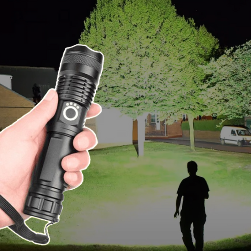 Rechargeable LED Flashlight with Super Bright Zoomable Beam and Waterproof Aluminum Body - Image 1