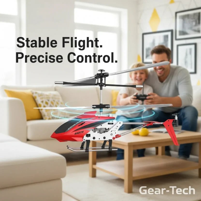 Remote Control Helicopter with Gyroscope Stabilizer and Metal Frame for Indoor Flight - Image 9