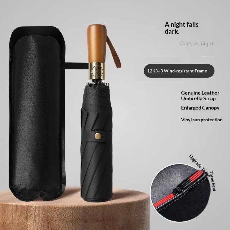 Repel Windproof Travel Umbrella with Automatic Folding Wooden Handle and Compact Design - Image 4