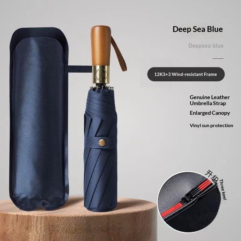 Repel Windproof Travel Umbrella with Automatic Folding Wooden Handle and Compact Design - Image 5