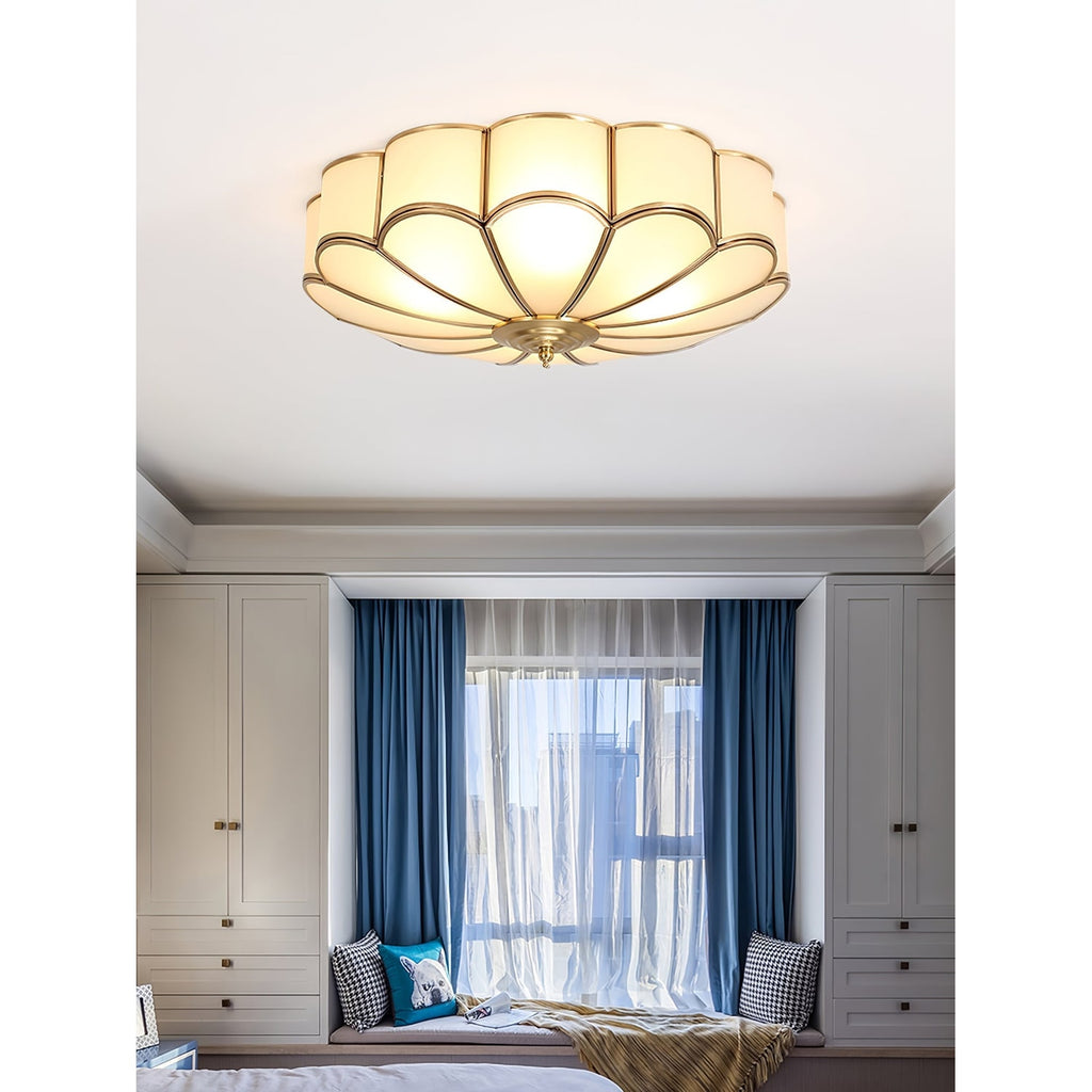 Semi Flush Mount Ceiling Light with Floral Petal Design and Frosted Glass - Image 44