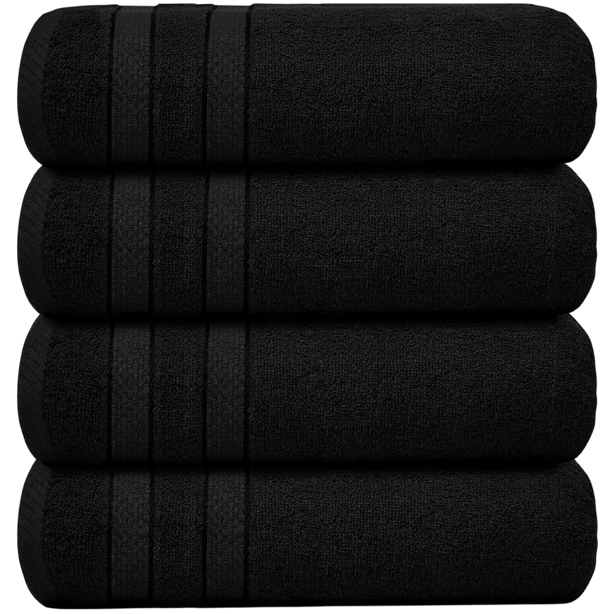Set of 4 Large Bath Towels with Absorbent Cotton Terry Cloth and Dobby Border - Image 10