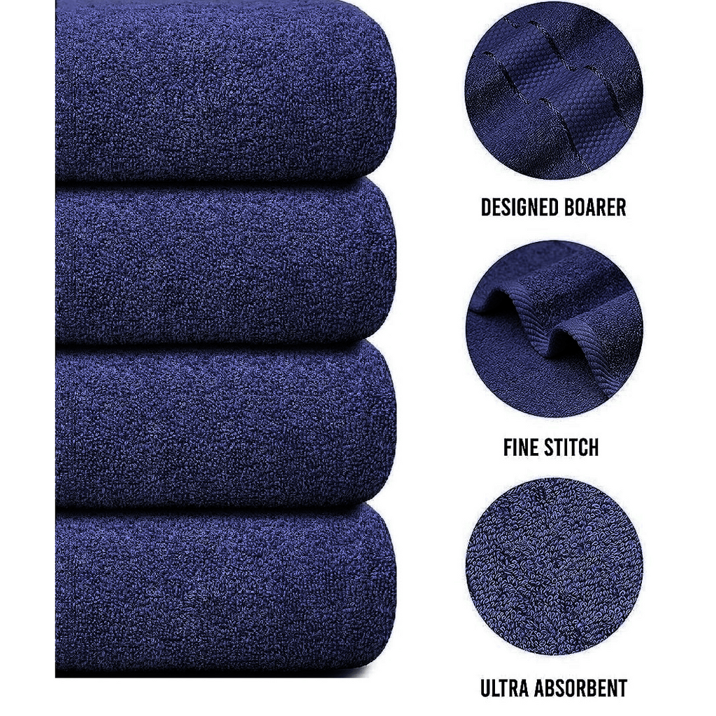 Set of 4 Large Bath Towels with Absorbent Cotton Terry Cloth and Dobby Border - Image 33