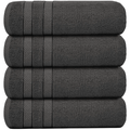 Set of 4 Large Bath Towels with Absorbent Cotton Terry Cloth and Dobby Border - Image 37