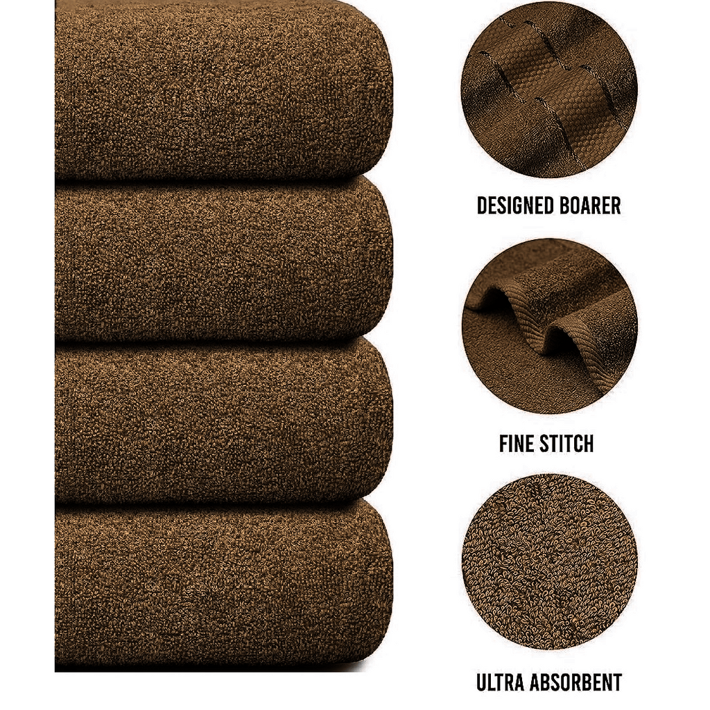 Set of 4 Large Bath Towels with Absorbent Cotton Terry Cloth and Dobby Border - Image 42