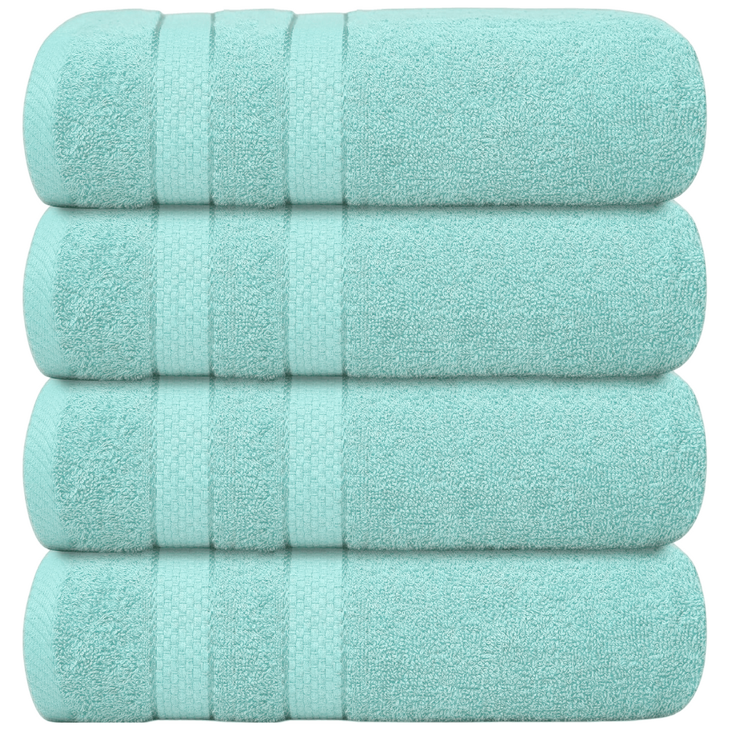 Set of 4 Large Bath Towels with Absorbent Cotton Terry Cloth and Dobby Border - Image 7