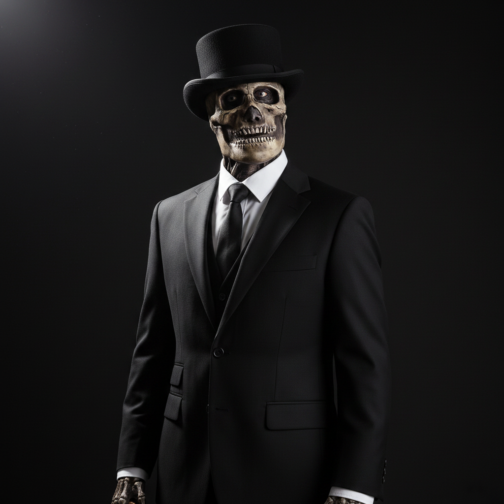 Skull Mask with Exposed Brain and Skeletal Chest Plate for Horror Costume - Image 2