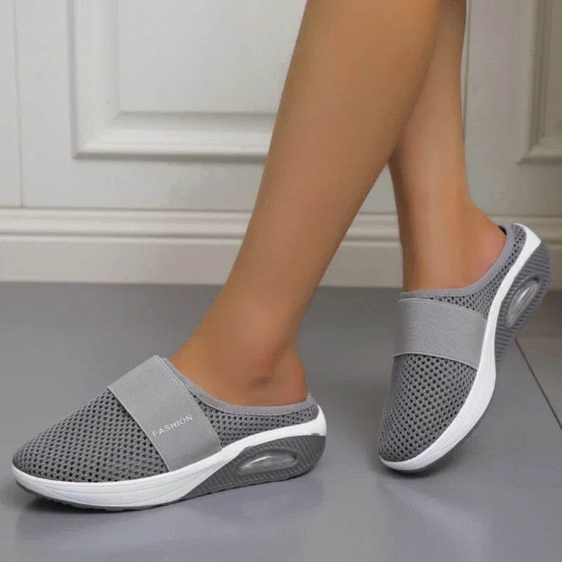 Slip-On Mule Sneakers with Air Cushion Mesh Upper and Non-Slip Platform - Image 2