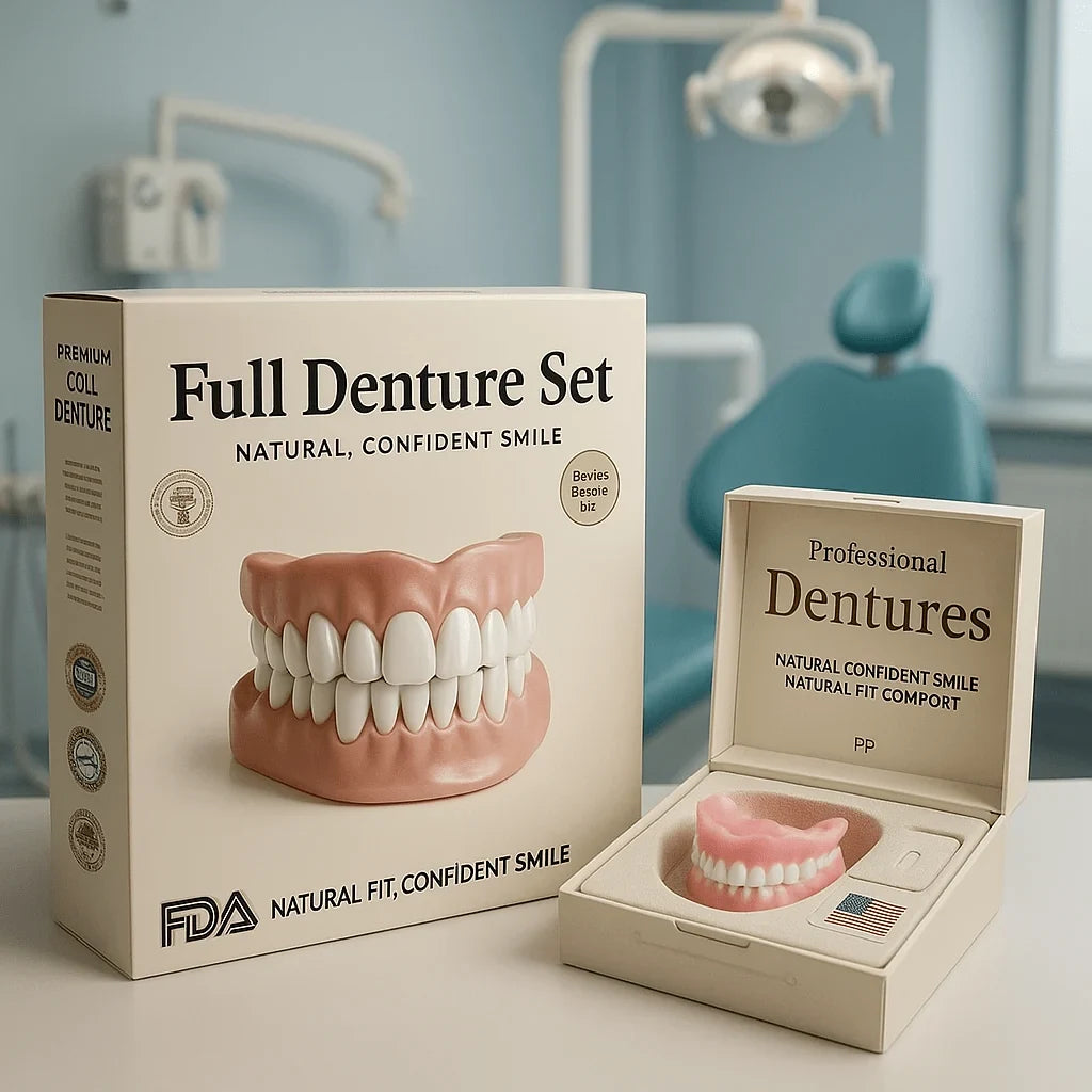 Snap on Veneers Upper and Lower Moldable Cosmetic False Teeth with Adjustable Fit - Image 1