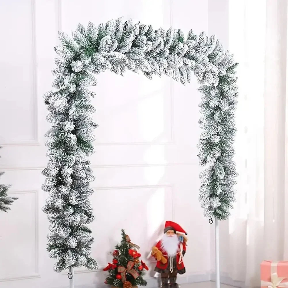 Snow Flocked Christmas Garland for Stairs with Artificial Pine and Bendable Wire - Image 2