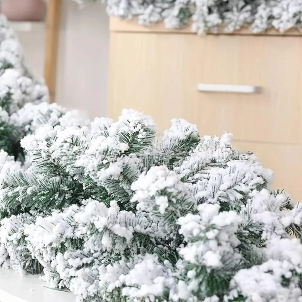 Snow Flocked Christmas Garland for Stairs with Artificial Pine and Bendable Wire - Image 4