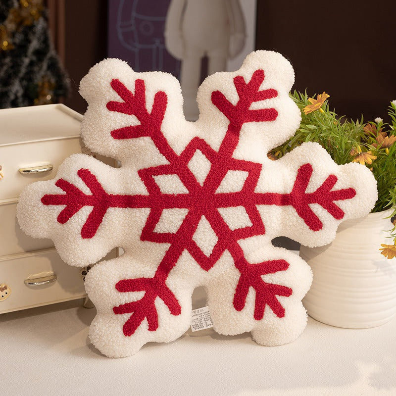 Snowflake Throw Pillow with Plush Sherpa Fabric and Embroidered Tufted Pattern - Image 10