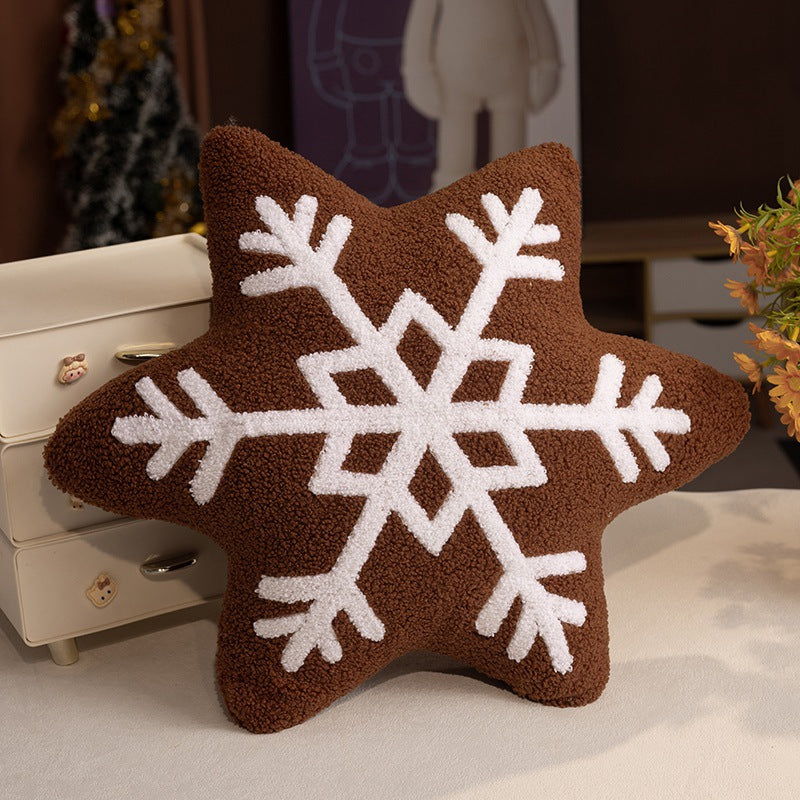 Snowflake Throw Pillow with Plush Sherpa Fabric and Embroidered Tufted Pattern - Image 11