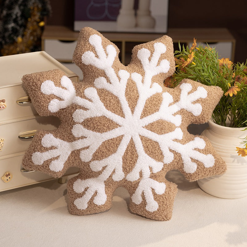 Snowflake Throw Pillow with Plush Sherpa Fabric and Embroidered Tufted Pattern - Image 12