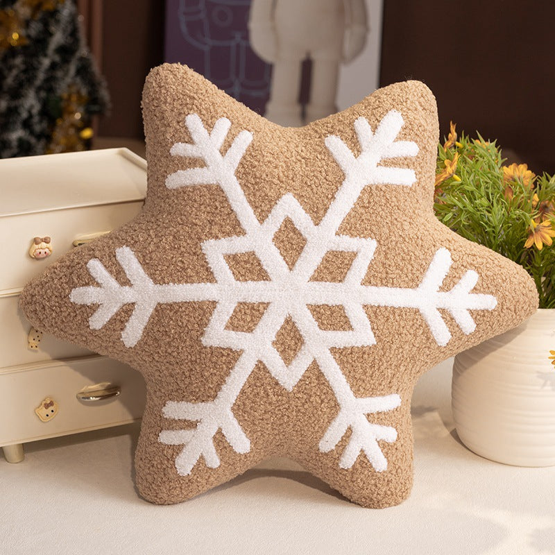Snowflake Throw Pillow with Plush Sherpa Fabric and Embroidered Tufted Pattern - Image 8