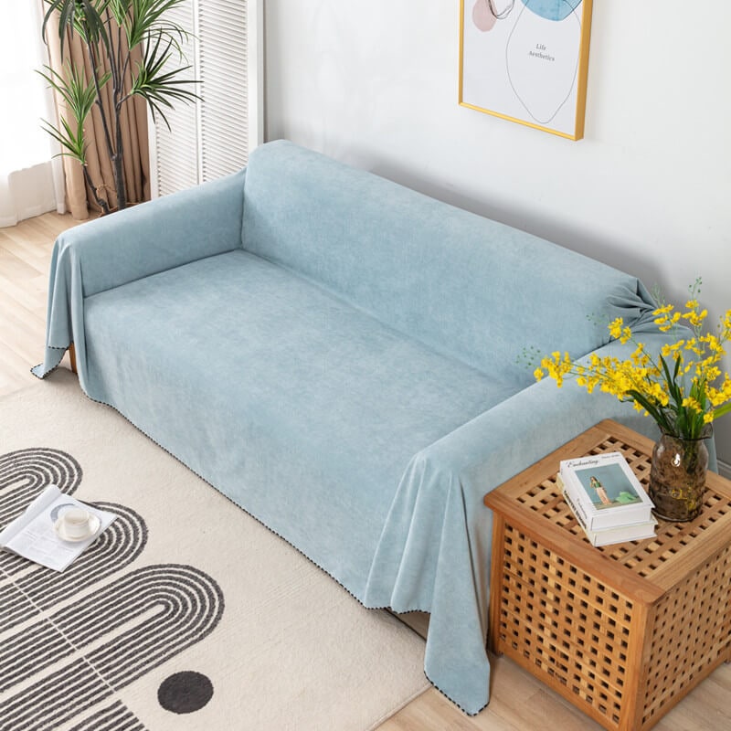 Sofa Couch Cover Washable with Chenille Texture and Pom-Pom Fringe - Image 11