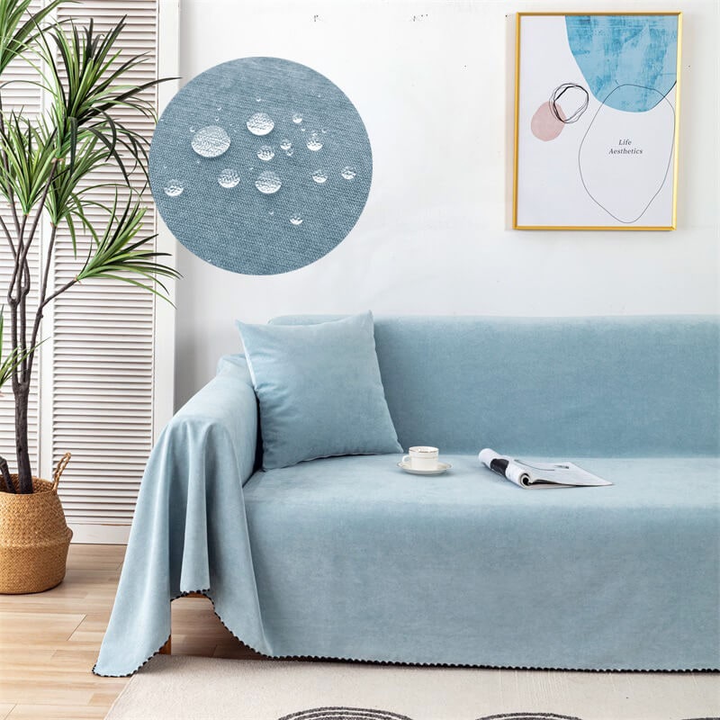Sofa Couch Cover Washable with Chenille Texture and Pom-Pom Fringe - Image 13