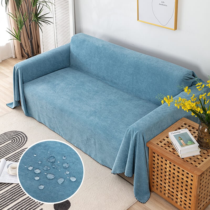 Sofa Couch Cover Washable with Chenille Texture and Pom-Pom Fringe - Image 5