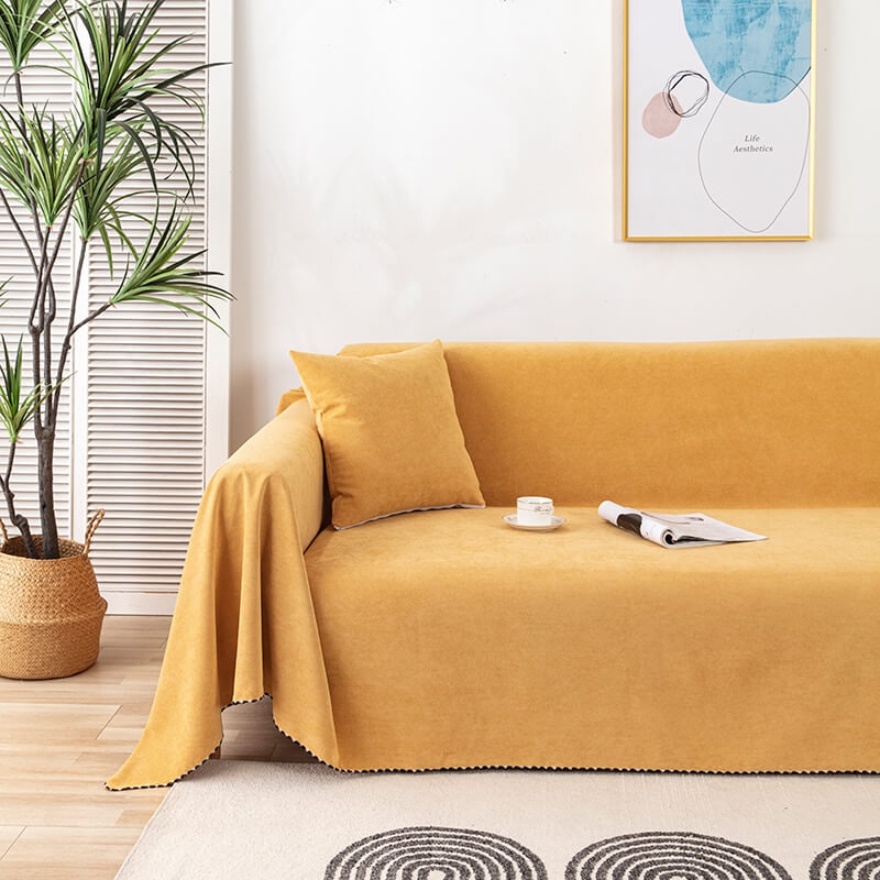 Sofa Couch Cover Washable with Chenille Texture and Pom-Pom Fringe - Image 6