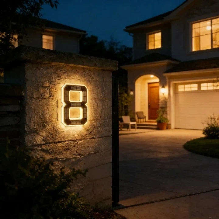Solar House Numbers with Backlit LED Illuminated Address Sign Weatherproof - Image 13