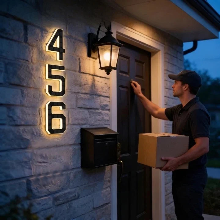 Solar House Numbers with Backlit LED Illuminated Address Sign Weatherproof - Image 3