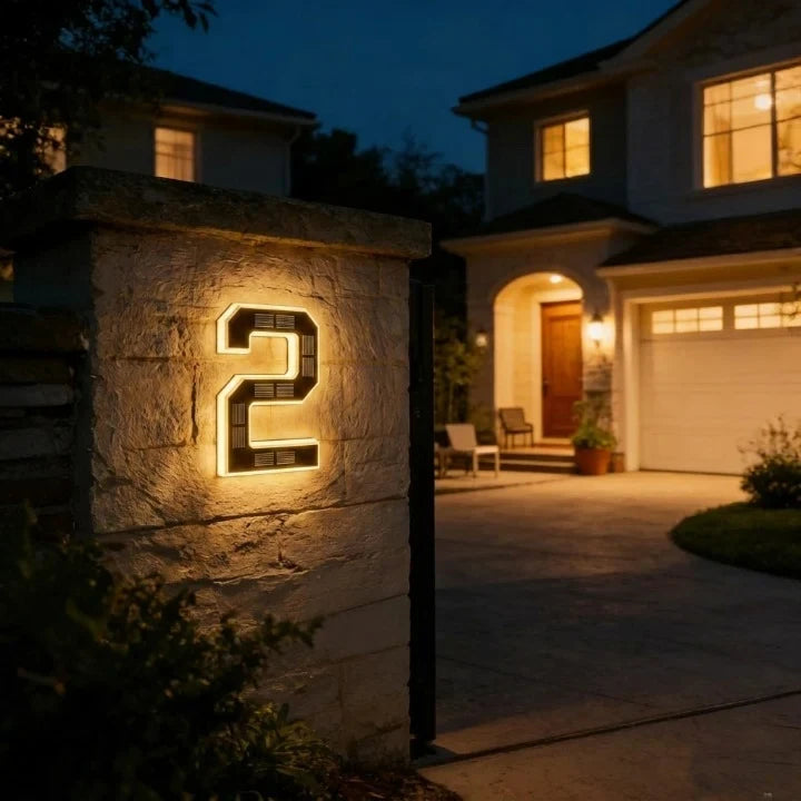 Solar House Numbers with Backlit LED Illuminated Address Sign Weatherproof - Image 8