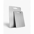 Stainless Steel Cutting Board with Handle and Brushed Metal Finish - Image 1