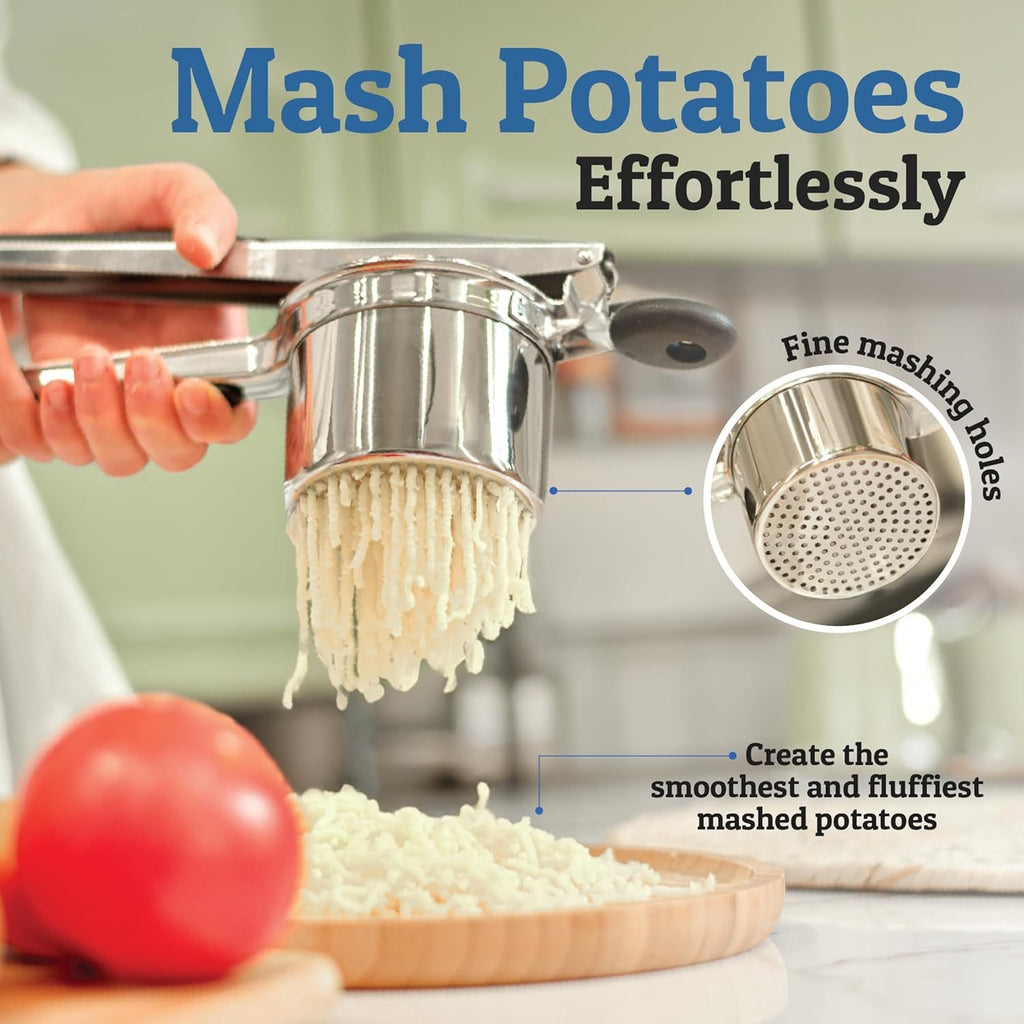 Stainless Steel Potato Ricer Press with Interchangeable Disks and Non-Slip Handles - Image 12