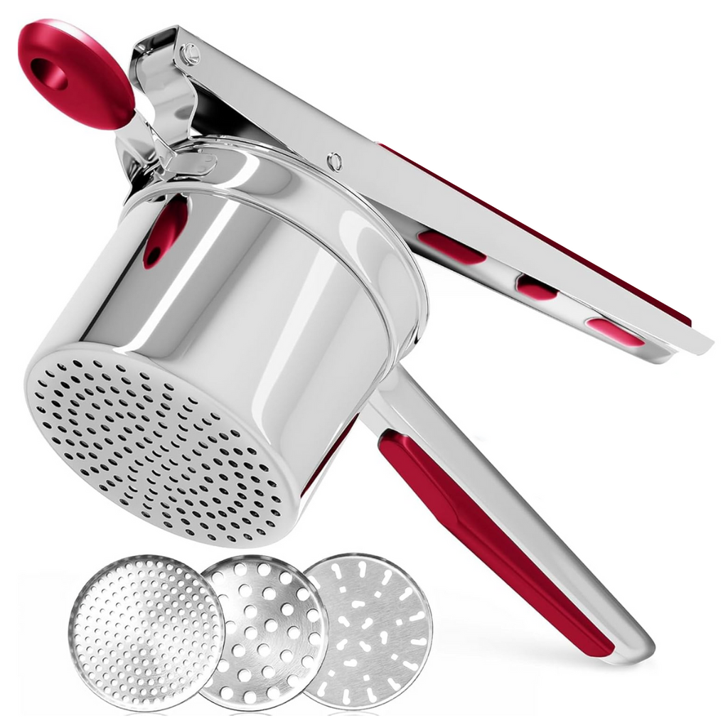 Stainless Steel Potato Ricer Press with Interchangeable Disks and Non-Slip Handles - Image 2