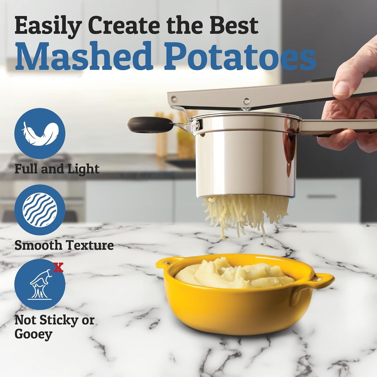 Stainless Steel Potato Ricer Press with Interchangeable Disks and Non-Slip Handles - Image 8