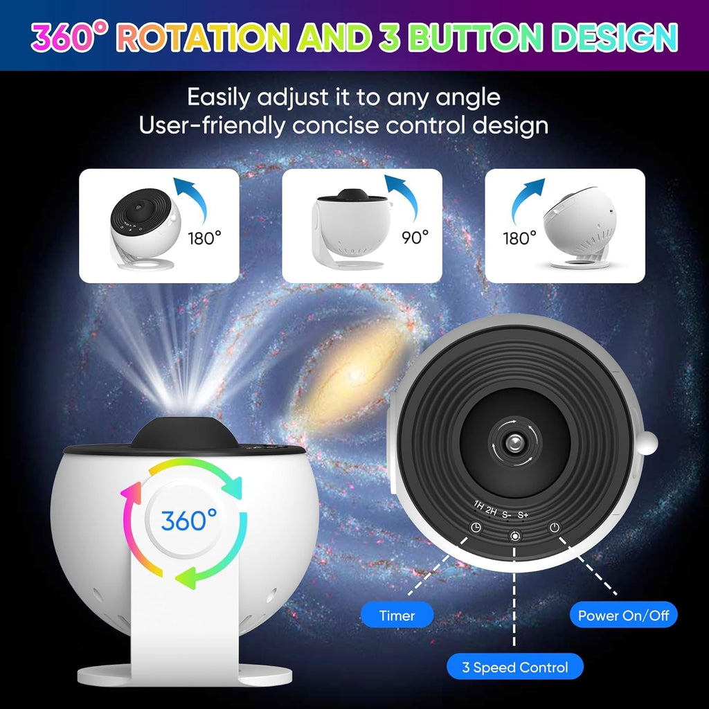 Star Projector Night Light with 360° Rotating Galaxy Projection and Tilting Stand - Image 3