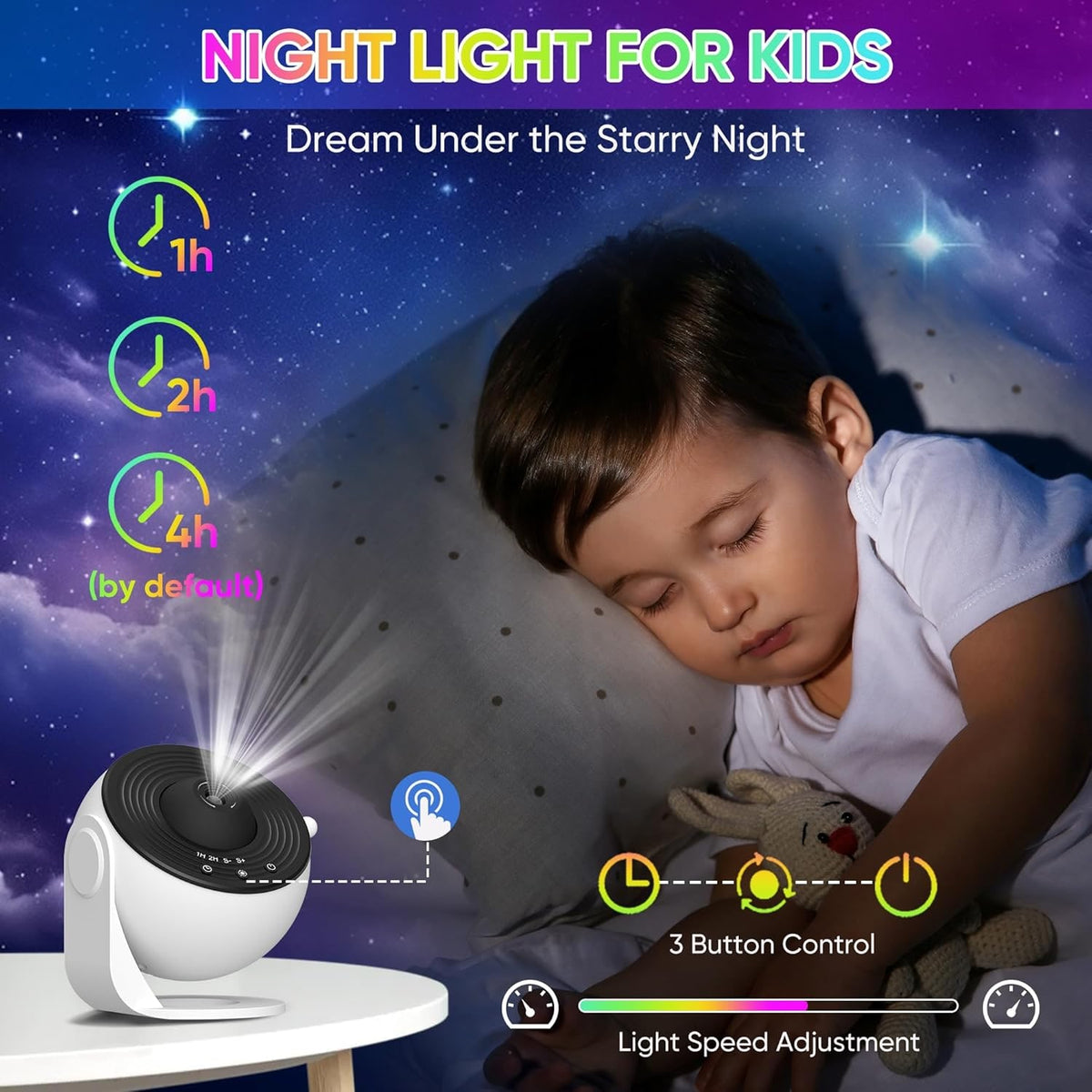 Star Projector Night Light with 360° Rotating Galaxy Projection and Tilting Stand - Image 4