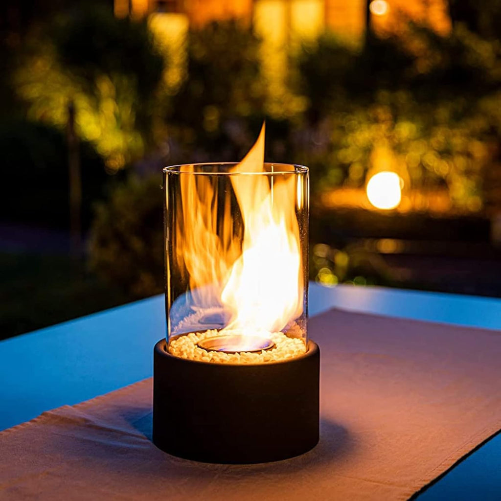 Tabletop Fire Pit with Glass Cylinder and Decorative Stones Indoor Portable Smokeless Fireplace - Image 11